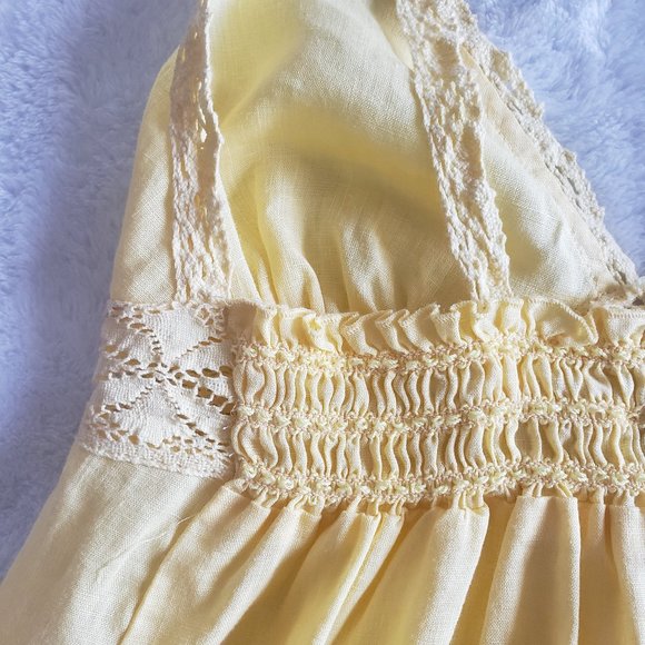 ACROBAT Crochet Empire V Neck Sleeveless Tunic Yellow Top SZ S - Picture 10 of 14